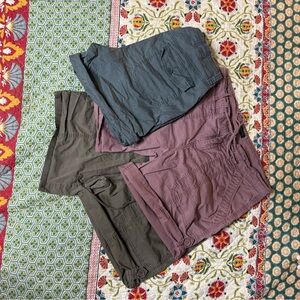 Women's Convertible Cargo Shorts in Blue, Purple & Brown